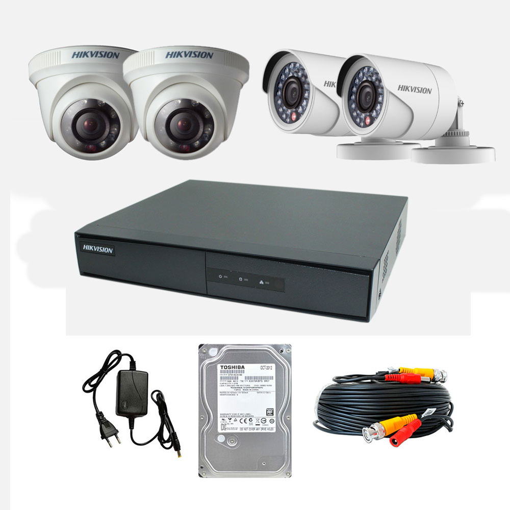 Kit Hikvision Fhd 2Mp 4 Canales Hdtvi 1080P + Dd 1Tb